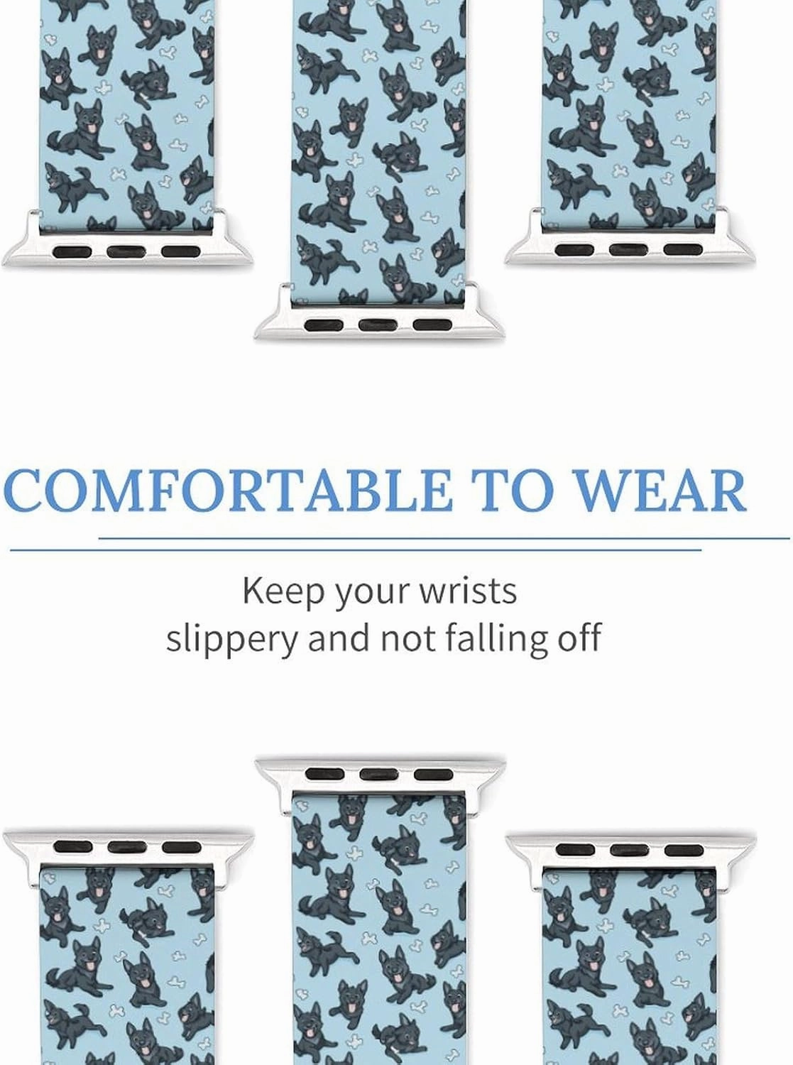 German Shepherd Dog Pattern Adjustable Silicone Watchband Compatible with IWatch Classic Soft Sports Watch Strap for Men Women