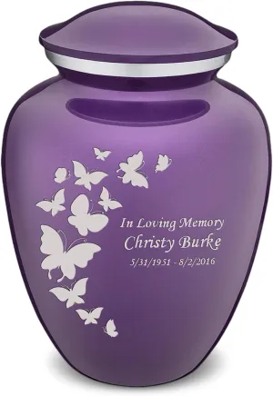Geturns Embrace Small Personalized Butterfly Cremation Urns for Human Ashes I Purple Funeral Urn for Men and Women I 44 lbs