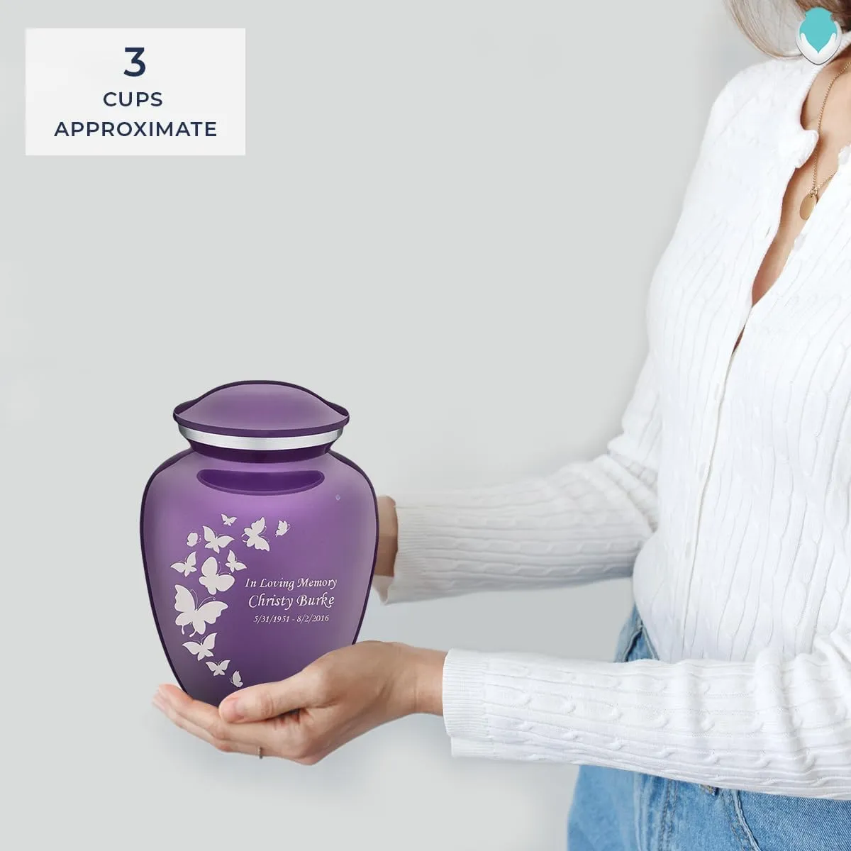 Geturns Embrace Small Personalized Butterfly Cremation Urns for Human Ashes I Purple Funeral Urn for Men and Women I 44 lbs