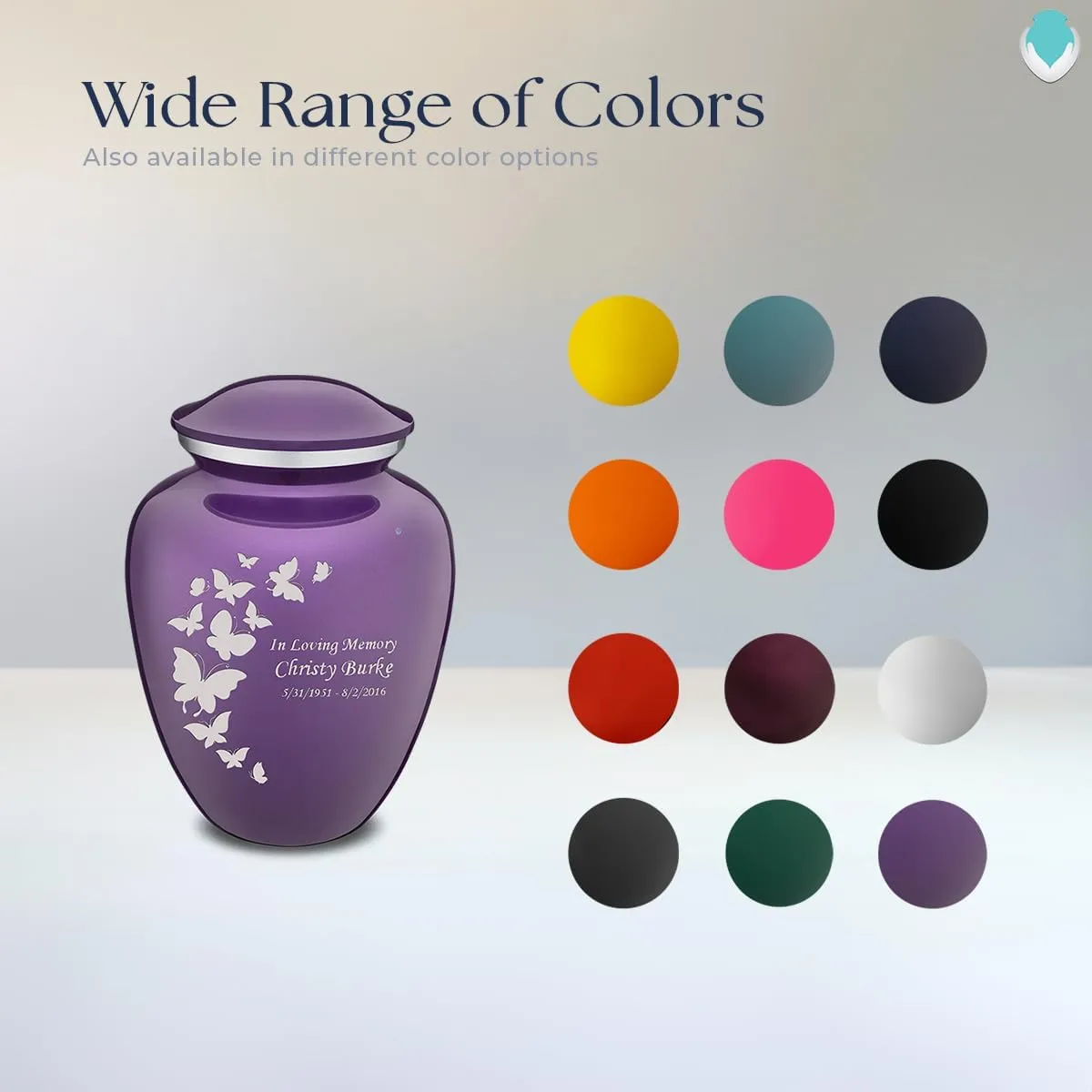 Geturns Embrace Small Personalized Butterfly Cremation Urns for Human Ashes I Purple Funeral Urn for Men and Women I 44 lbs