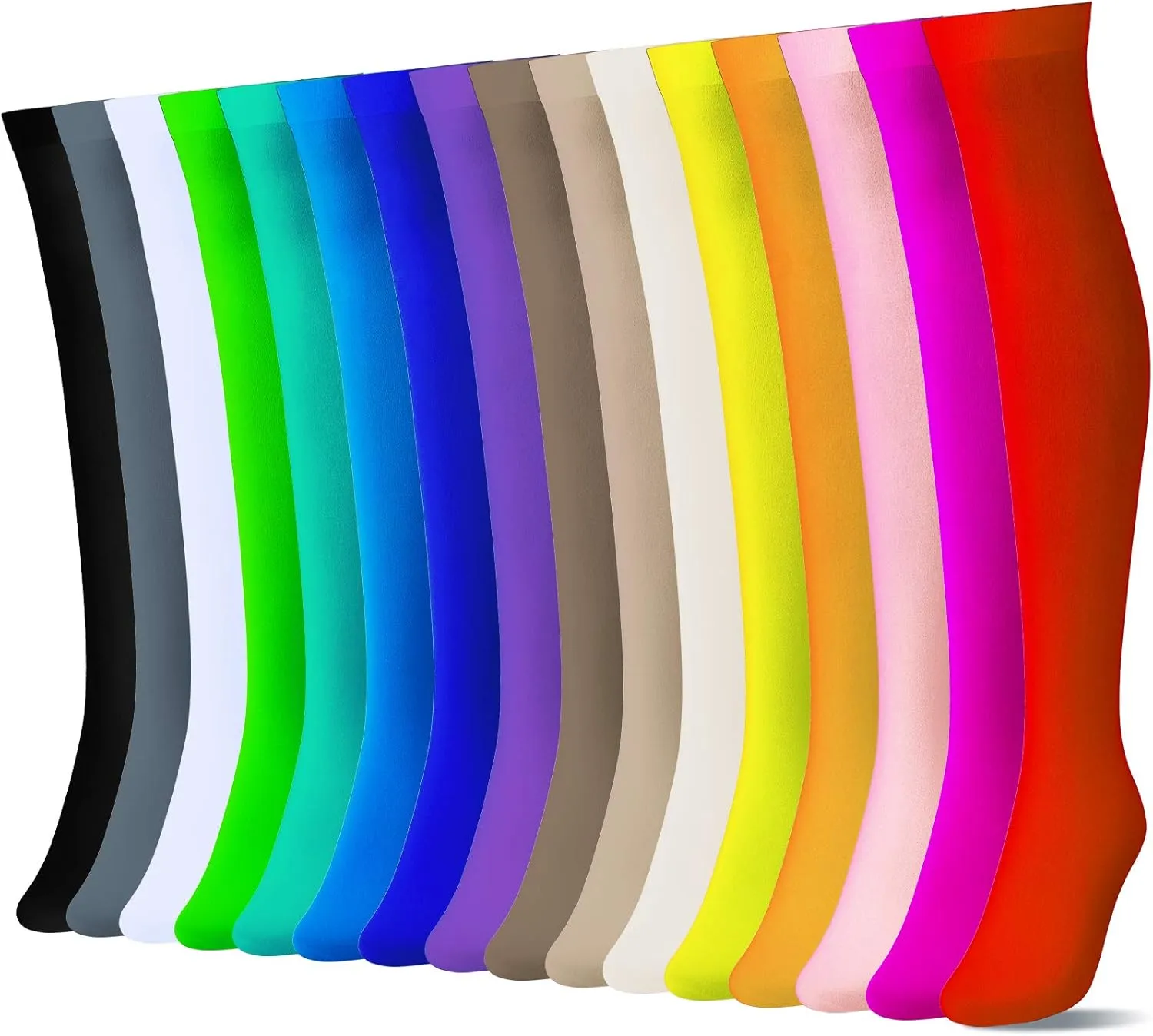 Geyoga 16 Pairs Women Nylon Stockings Colorful Opaque Socks for Women Halloween Carnival Cosplay Supplies