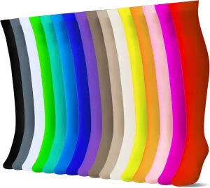 Geyoga 16 Pairs Women Nylon Stockings Colorful Opaque Socks for Women Halloween Carnival Cosplay Supplies