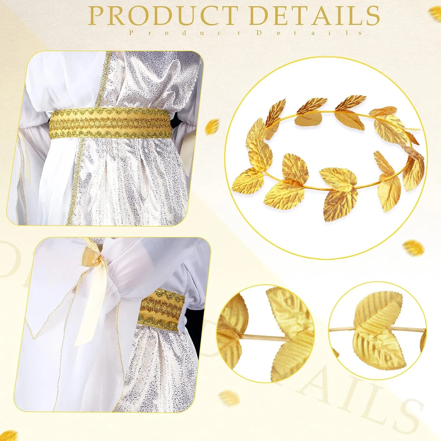 Geyoga 2 Pcs Greek Toga Costume Girls Grecian Roman Costume and Roman Crown Leaf Wreath Halloween