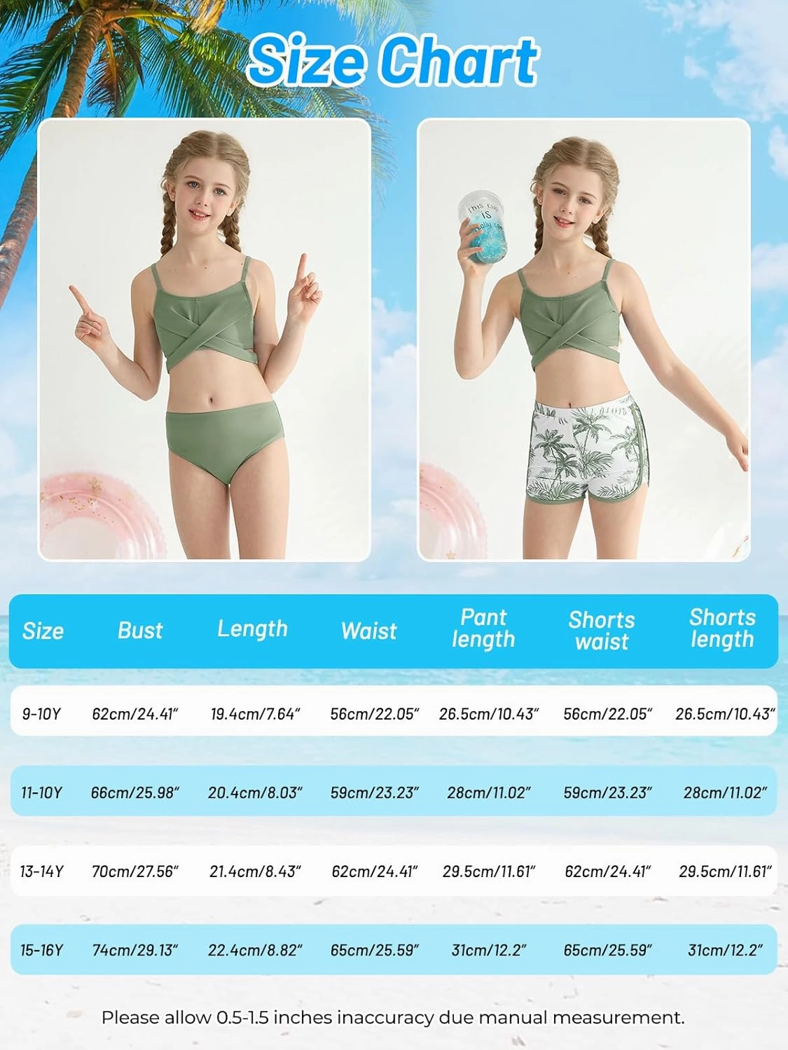 Girl's 3 Piece Bikini Set Cross Strap Swimsuits for Girls Bathing Suit with Shorts Teen Swimwear Swimming Suit