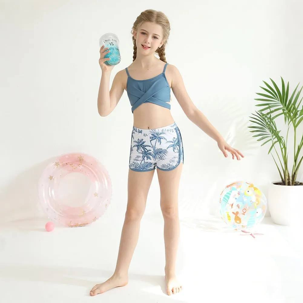 Girl's 3 Piece Bikini Set Cross Strap Swimsuits for Girls Bathing Suit with Shorts Teen Swimwear Swimming Suit