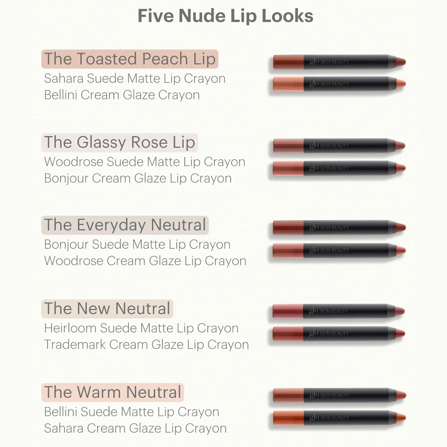 Glo Skin Beauty Suede Matte Lip Crayon (Monogram) - Longwearing Formula Stays On All Day, With Conditioning Shea Butter   Mango Seed Oil for a Velvety Smooth Finish