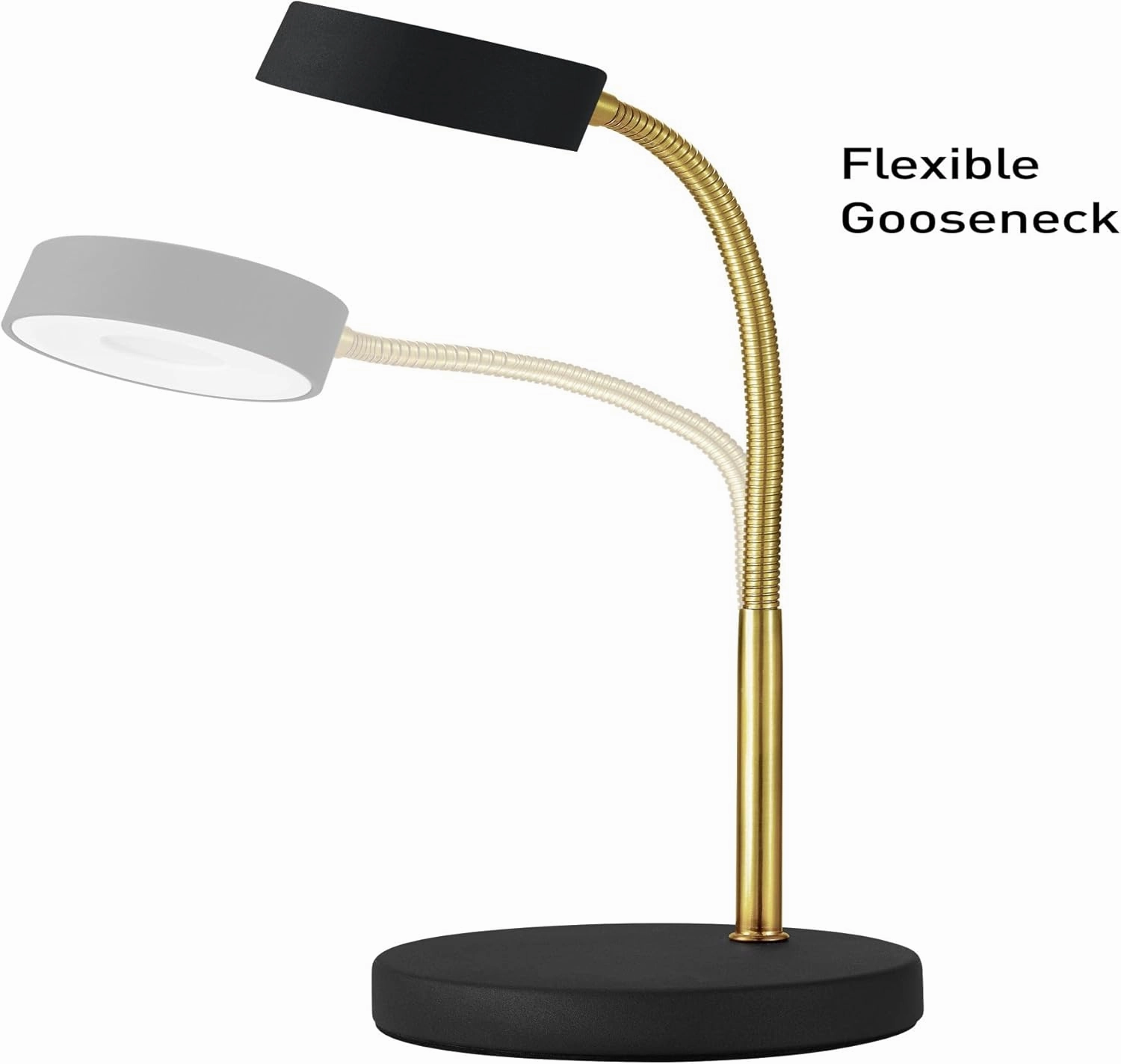 GLOBE Electric 30061 Desk Lamp, Gold Gooseneck, Matte Black Finish, 5W Energy Star Integrated LED, 250 Lumens 30061, 15.45", Black & Gold