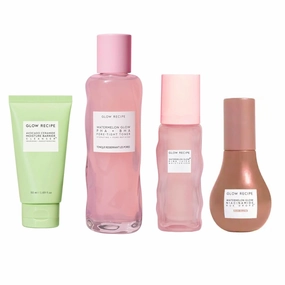 Glow Recipe Full-Size Routine Kit - Avocado Cleanser (150ml)   Watermelon BHA PHA Toner (150ml)   Pink Juice Moisturizer (50ml)   Niacinimide Hue Drops (40ml)
