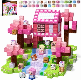GobiDex 100PCS Magnetic Blocks Kid Building Toys for 3  Years Old Girls, Upgraded STEM Sensory Gifts for Princess, Kids Magnets Game for Toddler