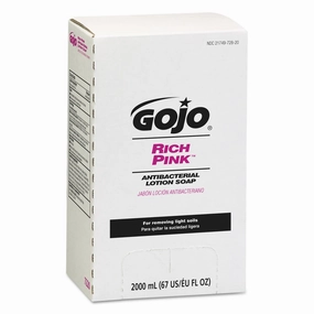 GOJO 7220 RICH PINK Antibacterial Lotion Soap Refill, 2000mL, Pink, 4/Carton