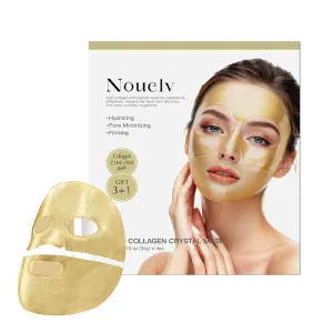 Gold Collagen Crystal Mask – Hydrating Hydrogel Face Mask with Collagen & Peptides for Anti-Aging, Wrinkle Care, Skin Firming, Pore Tightening, Radiance, Elasticity – 34g x 4ea
