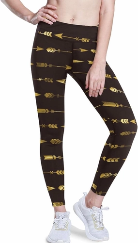 Gold Tribal Arrow High Waisted Leggings for Women - Full Length Capri Buttery Soft Yoga Pants for Workout Athletic