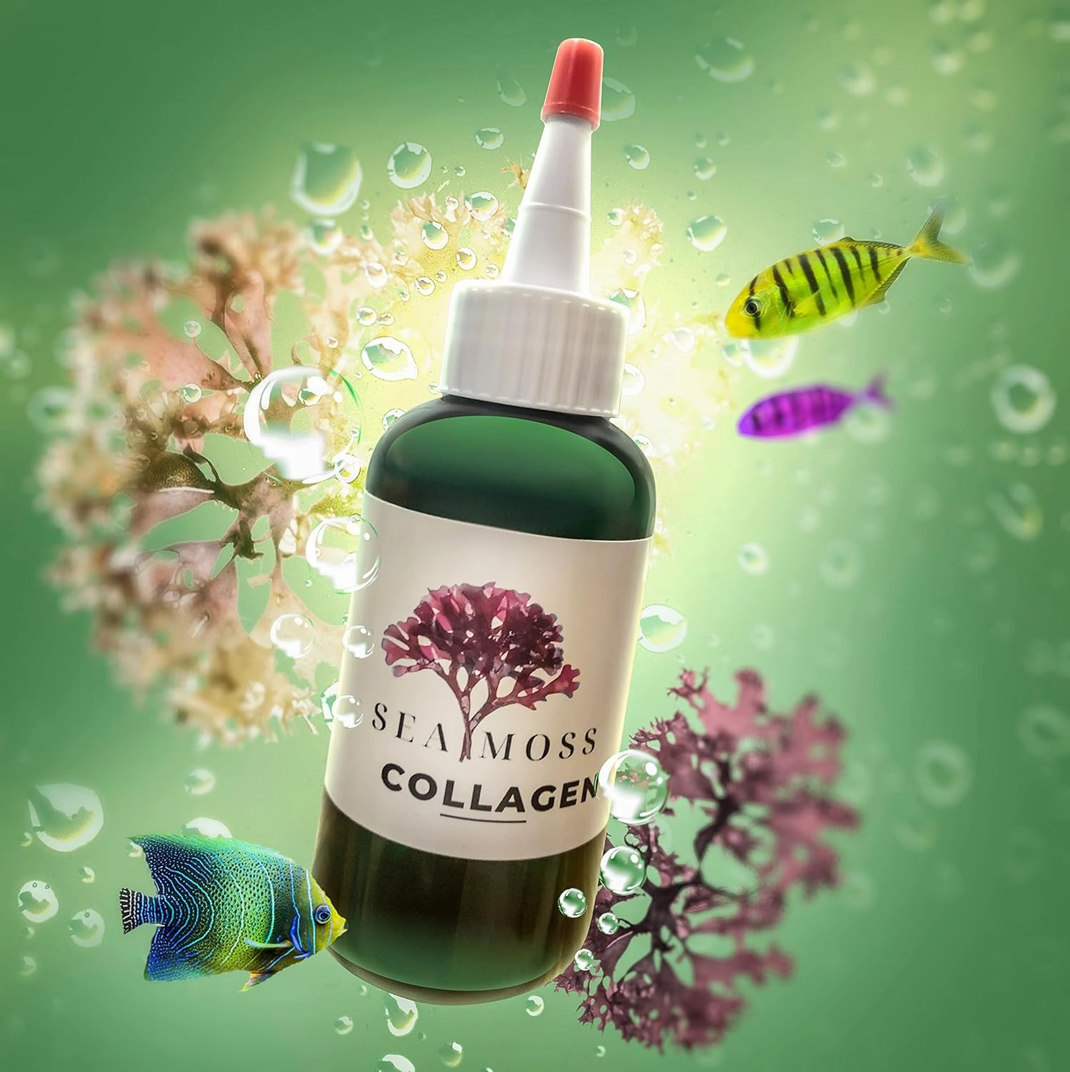 Golden SeaMoss Collagen-Oil - Skin and Scalp Seamoss Oil with Collagen, Olive Oil and Coconut Oil - Hydrating Collagen Oil for Skin Tightening and Scalp Care Eczema-Acne Dry Skin-Hydration