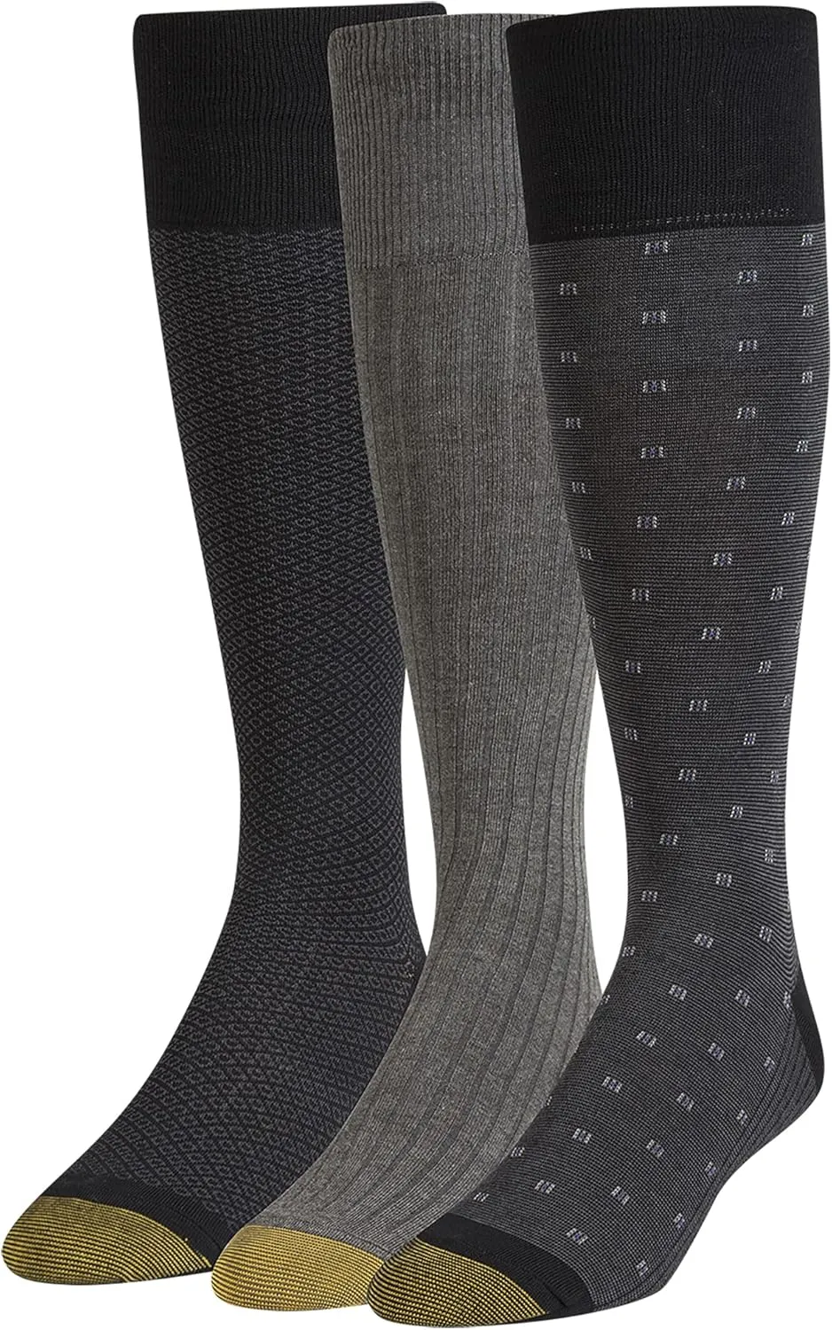 GOLDTOE Men's Over-The-Calf Dress Socks, 3-Pairs