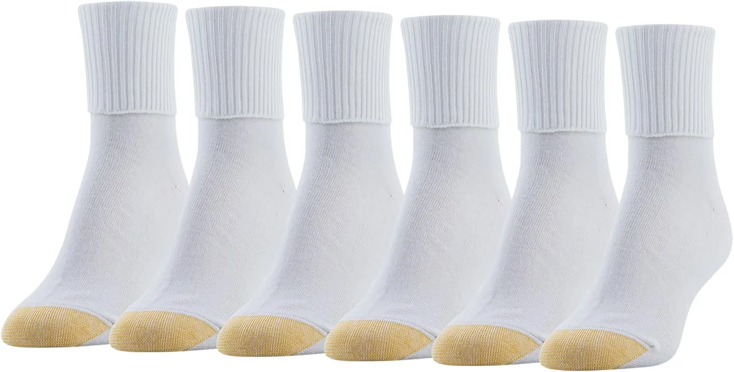 GOLDTOE Women's Classic Turn Cuff Socks, Multipairs