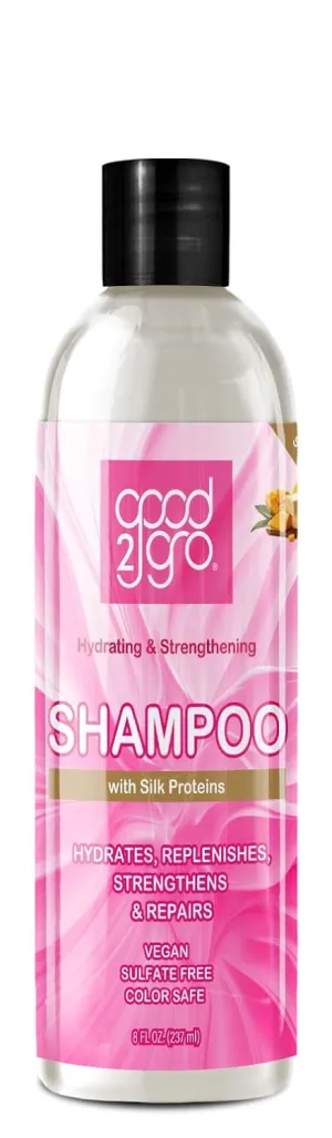 GOOD2GRO Hydrating & Strengthening Shampoo with Silk Proteins - 8oz | Gently Cleanses, Restores, Strengthens & Adds Shine | Vegan & Cruelty-Free