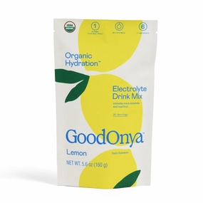 GOODONYA Organic Hydration Electrolyte Drink Mix, Certified Organic Hydration Powder, Non-GMO, Biochecked Glyphosate Free, Low Sugar, Lemonade Flavor, No Artificial Flavors, 20 Servings