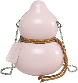 Gourd Shaped Water Bottle Crossbody Bag, PU Leather Novelty Funny Unique Chain Handbag Purse with Adjustable Shoulder Strap