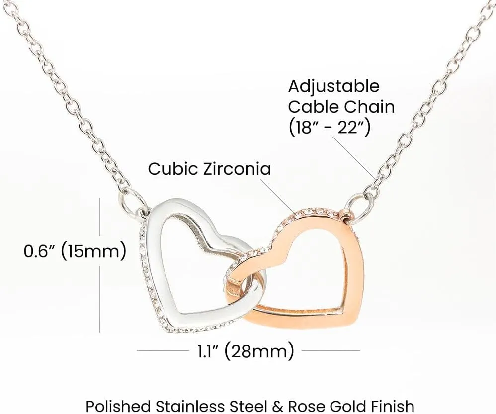 Grandmother Necklace - Interlocking Hearts Pendant with Cubic Zirconia - Birthday, Mother's Day, Christmas, Wedding, Valentines Grandparents Jewelry Gift for Grandma with Personalized Message Card