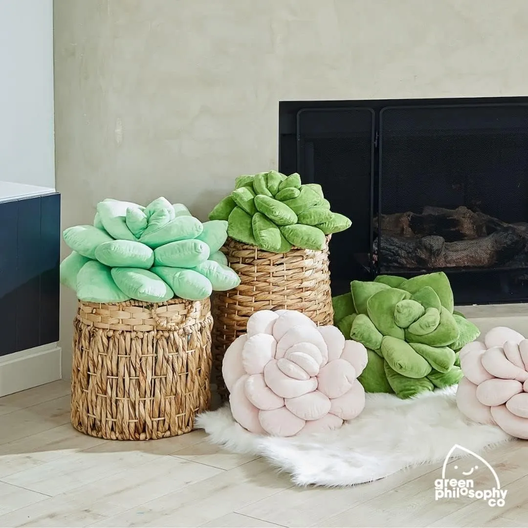 Green Philosophy Co. Succulent® Pillow 16" – Soft 3D Decorative Flower Throw Pillow, Unique Olive Green Plush Flower Cushion, Perfect for Couch, Sofa, Bedroom Decor, Gift for Plant Lovers