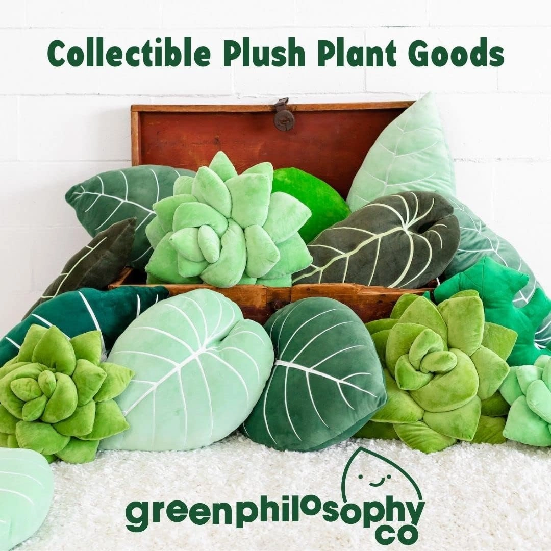 Green Philosophy Co. Succulent® Pillow 16" – Soft 3D Decorative Flower Throw Pillow, Unique Sage Green Plush Flower Cushion, Perfect for Couch, Sofa, Bedroom Decor, Gift for Plant Lovers