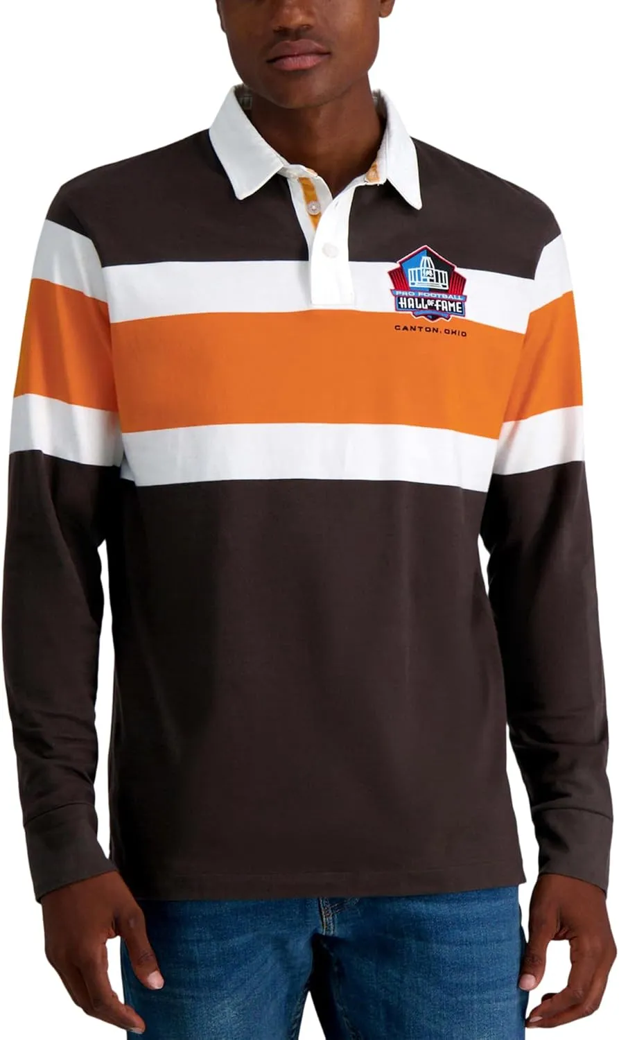 Haggar Pro Football Hall of Fame Long Sleeve Striped Rugby Shirt