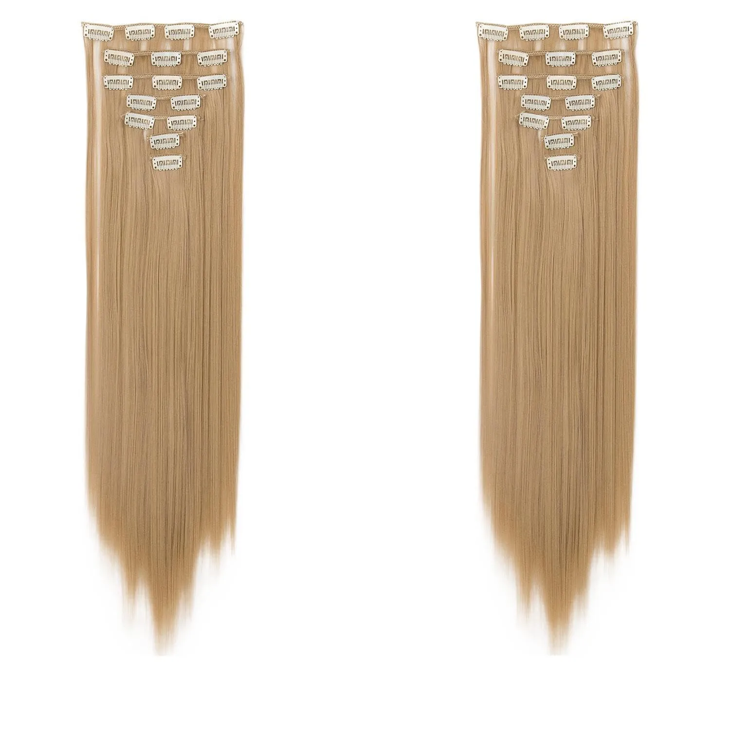 Hair Clip Set of Seven Pieces Wig Long Straight Hair Wig Piece Set Hair Curtain (Brown)