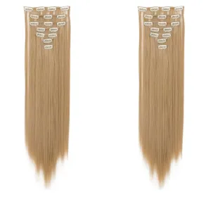 Hair Clip Set of Seven Pieces Wig Long Straight Hair Wig Piece Set Hair Curtain (Brown)