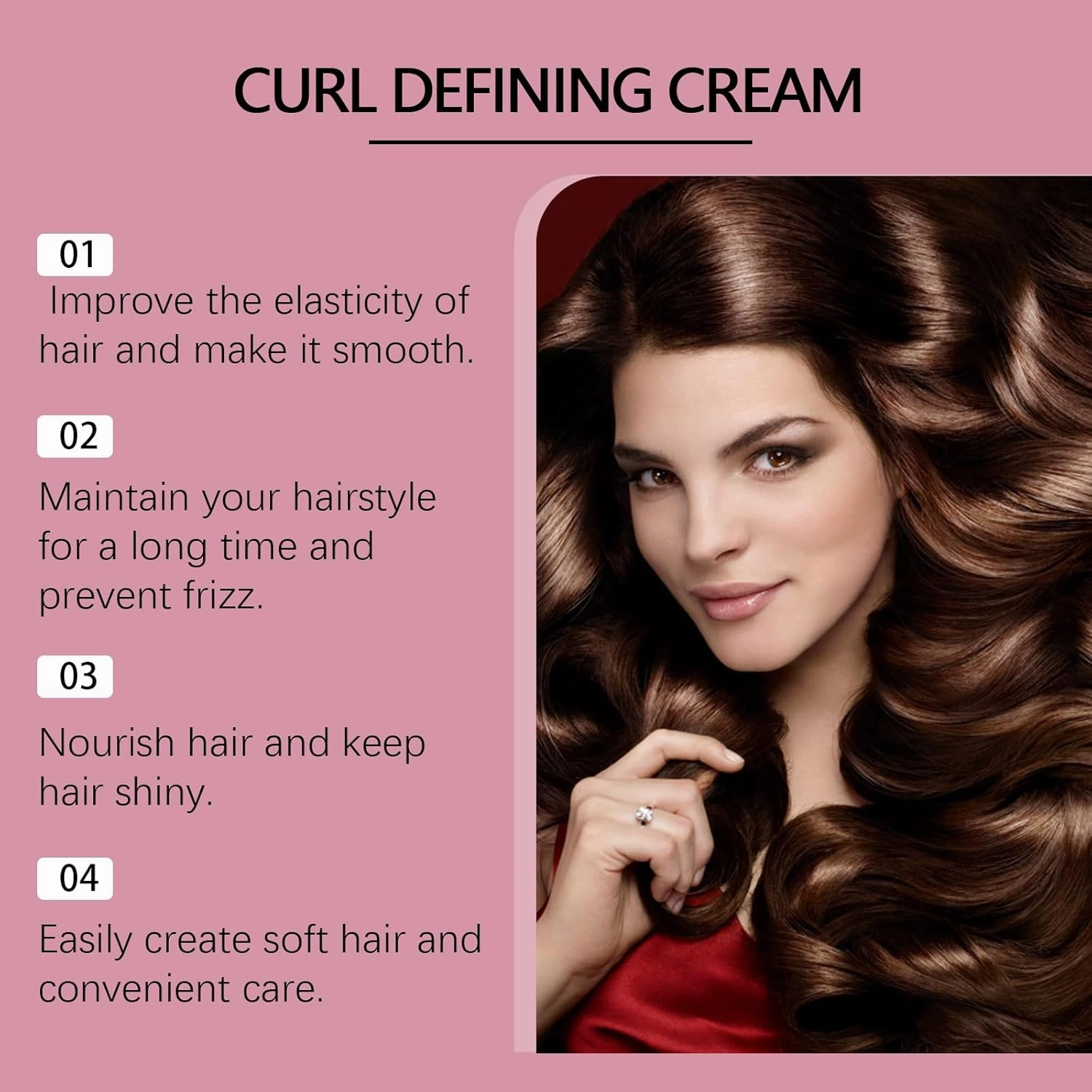 Hairhalo Curl Defining Cream, Hair Halo Curl Defining Cream, Curl Cream for Curly Hair Anti Frizz, Curl Defining Cream, Moisturizing, Smoothing for Curly & Wavy Hair (Pink, 3pcs)