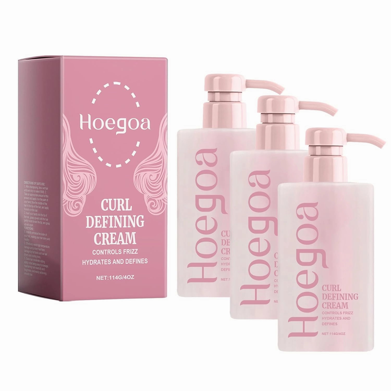 Hairhalo Curl Defining Cream, Hair Halo Curl Defining Cream, Curl Cream for Curly Hair Anti Frizz, Curl Defining Cream, Moisturizing, Smoothing for Curly & Wavy Hair (Pink, 3pcs)