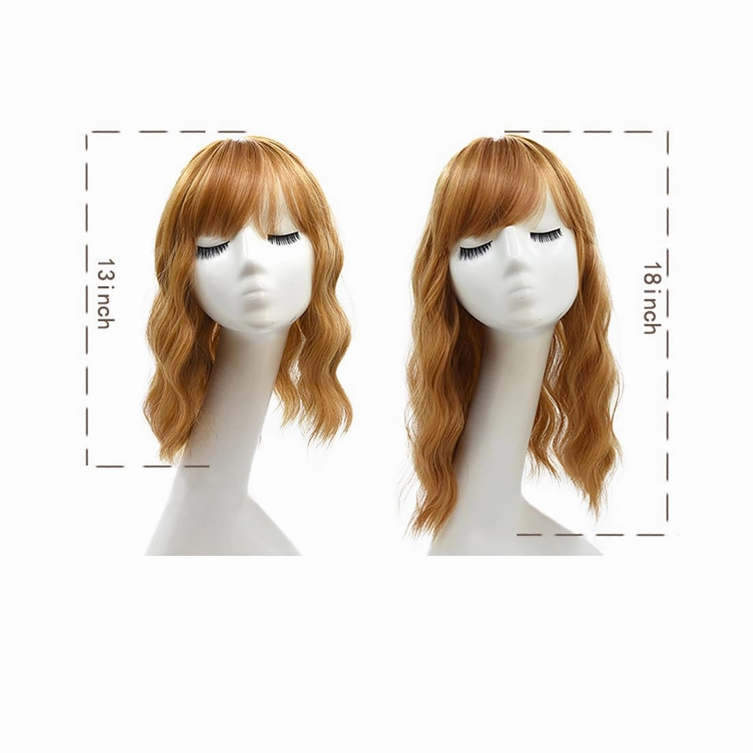 HairTopper With Bangs Loose Water Wave Hairpiece Clip in Synthetic Hair Topper Synthetic Hair Toupee for Women Girls (18inch, Blackish Brown)