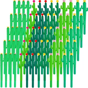Handepo 100 Pcs Cactus Pens Cactus Shaped Roller Ball Flower Ballpoint Cute Writing Black Gel Ink Pens Office Students Gift(Funny)