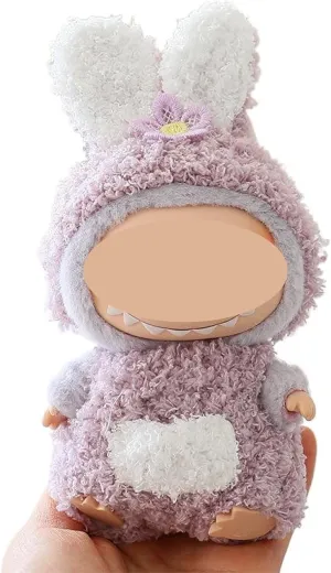 Handmade Crochet Animal Outfit for 17cm La-bubu – Cute Doll Clothes with Accessories, (Strawberry Bear & Hair Band)
