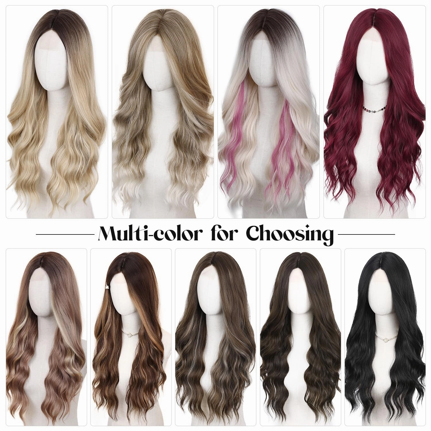 HANNE Long Wavy Dark Brown Wig Small Lace Synthetic Wig 26 Inch Natural Wavy Brown Wigs for White Women(Dark Brown)