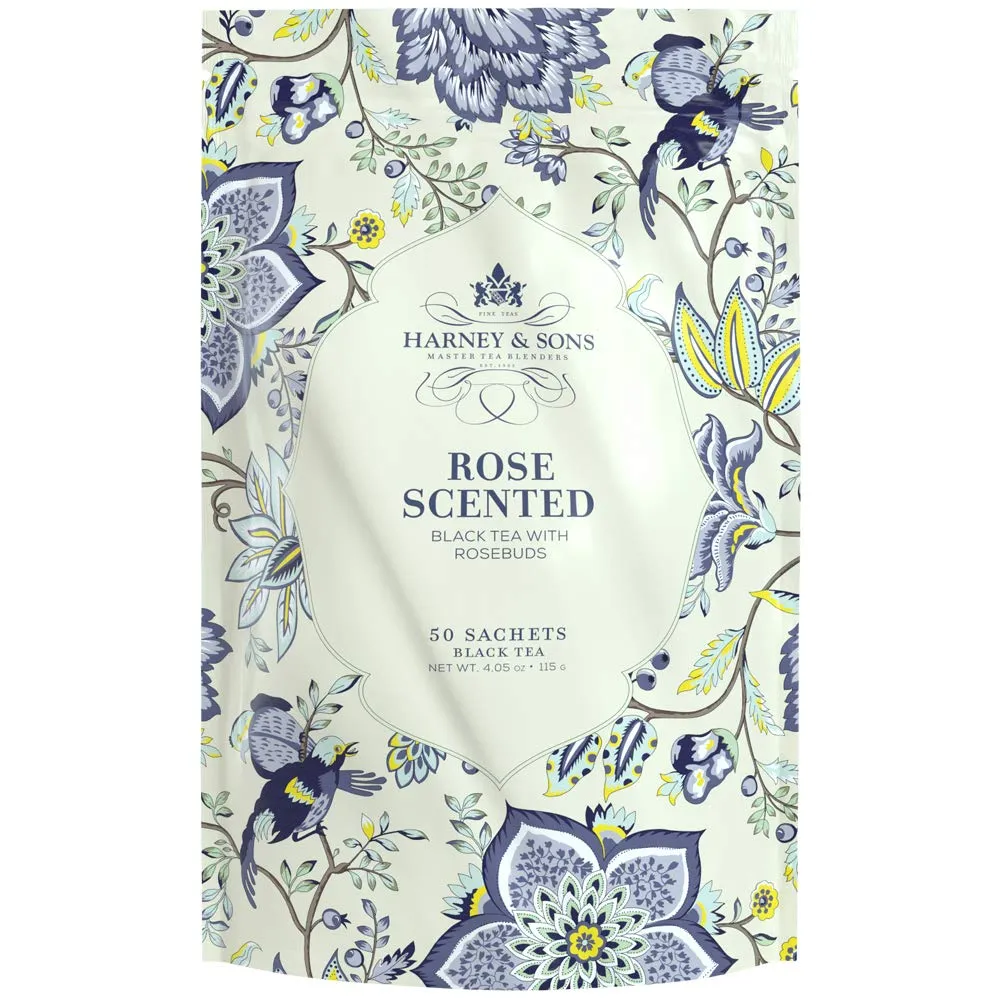 Harney & Sons Bag of Sachets Black Tea w/Rosebuds, 50 Count