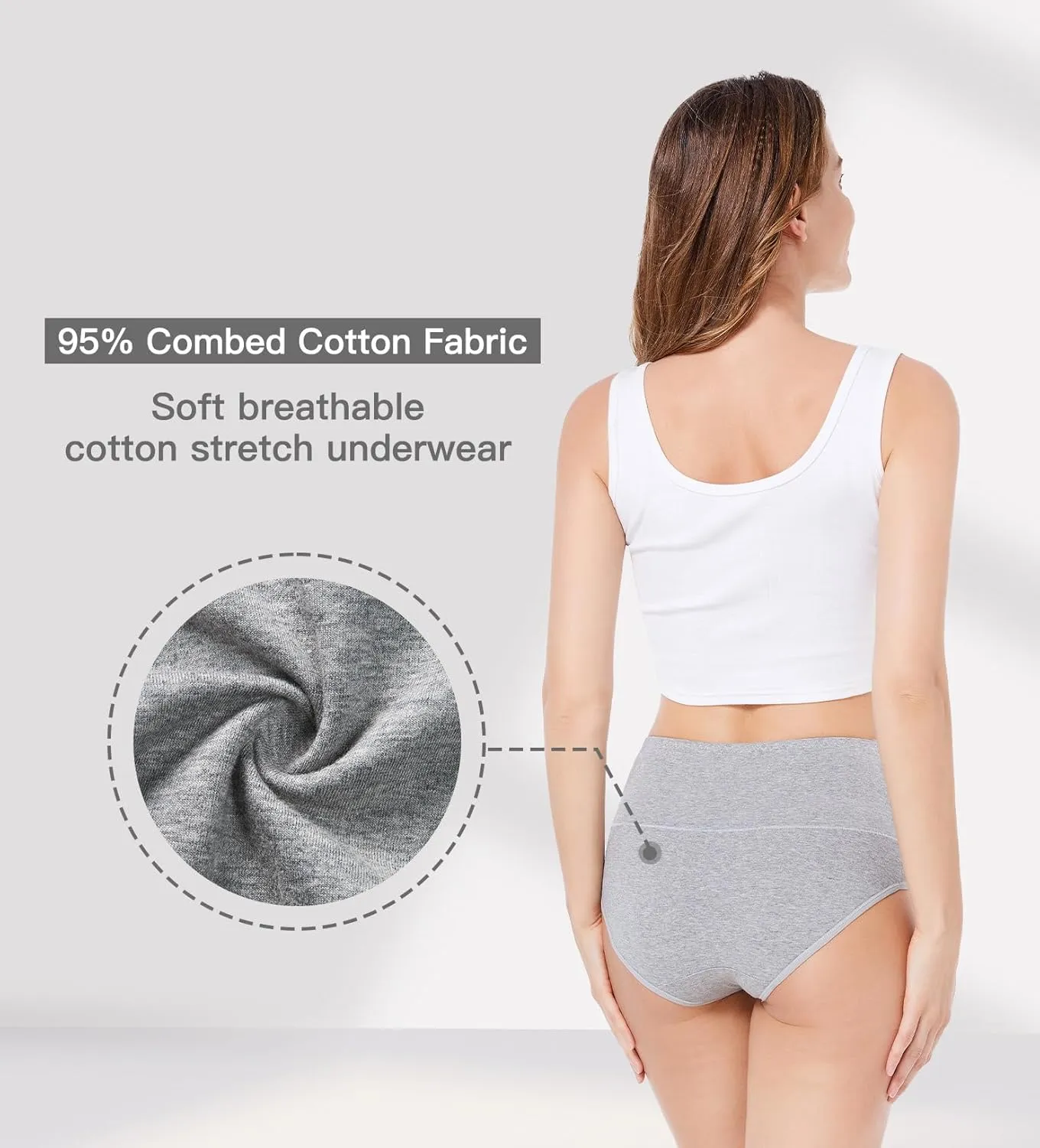 HAVVIS Women's Briefs Underwear Cotton High Waist Tummy Control Panties Rose Jacquard Ladies Panty Multipack