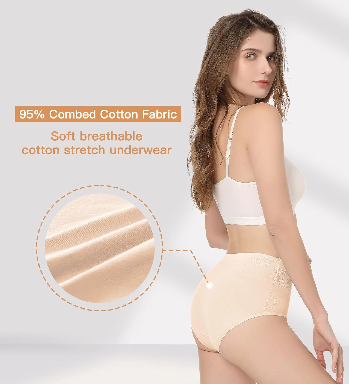 HAVVIS Women's Briefs Underwear Cotton High Waist Tummy Control Panties Rose Jacquard Ladies Panty Multipack
