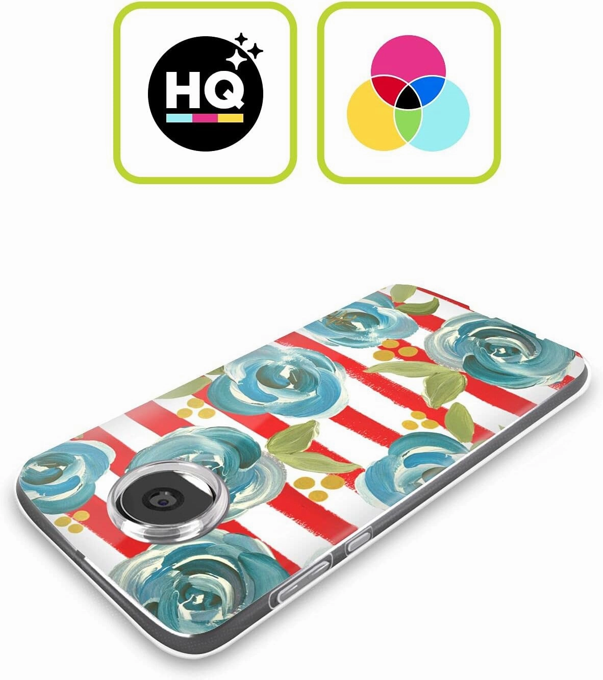 Head Case Designs Officially Licensed Haley Bush Blue Rose Red Stripe Floral Painting Soft Gel Case Compatible with Motorola Edge 50 Fusion