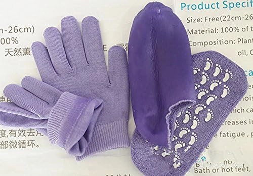 Healtheveryday®Moisturizing Silicone Gel Gloves & Gel Socks Beauty Spa Moisturizing Skin Care Soften Repair Cracked Therapy Treatment (Purple)