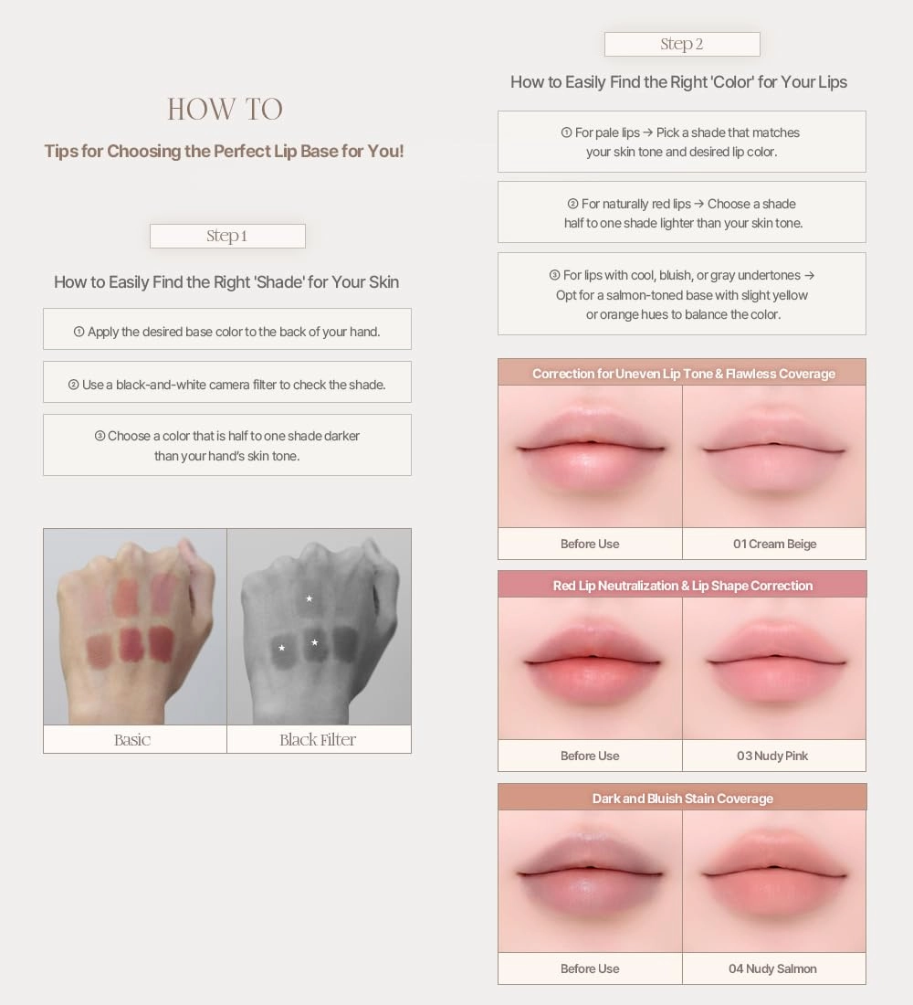 Heart Percent Dote On Mood All Cover Lip Base, Comfortable & Flawless Lip Tone & Texture Correction w/Lightweight Texture, #02. Creamy Rose
