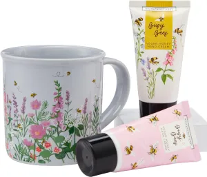 Heathcote & Ivory Busy Bees China Mug Honey & Rose Orange Blossom Hand Cream Set, 1 Count (Pack of 1)