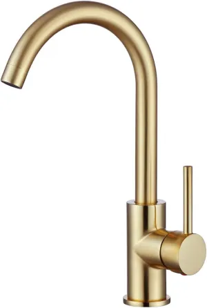 High Arch Kitchen Faucet Brushed Gold,360 Degree Swivel Spout Kitchen Sink Faucet Hot and Cold Water Mixer, Modern Lead-Free Commercial Bar Sink Faucet fit for 1 Hole Single Handle Faucet Anti-Rust