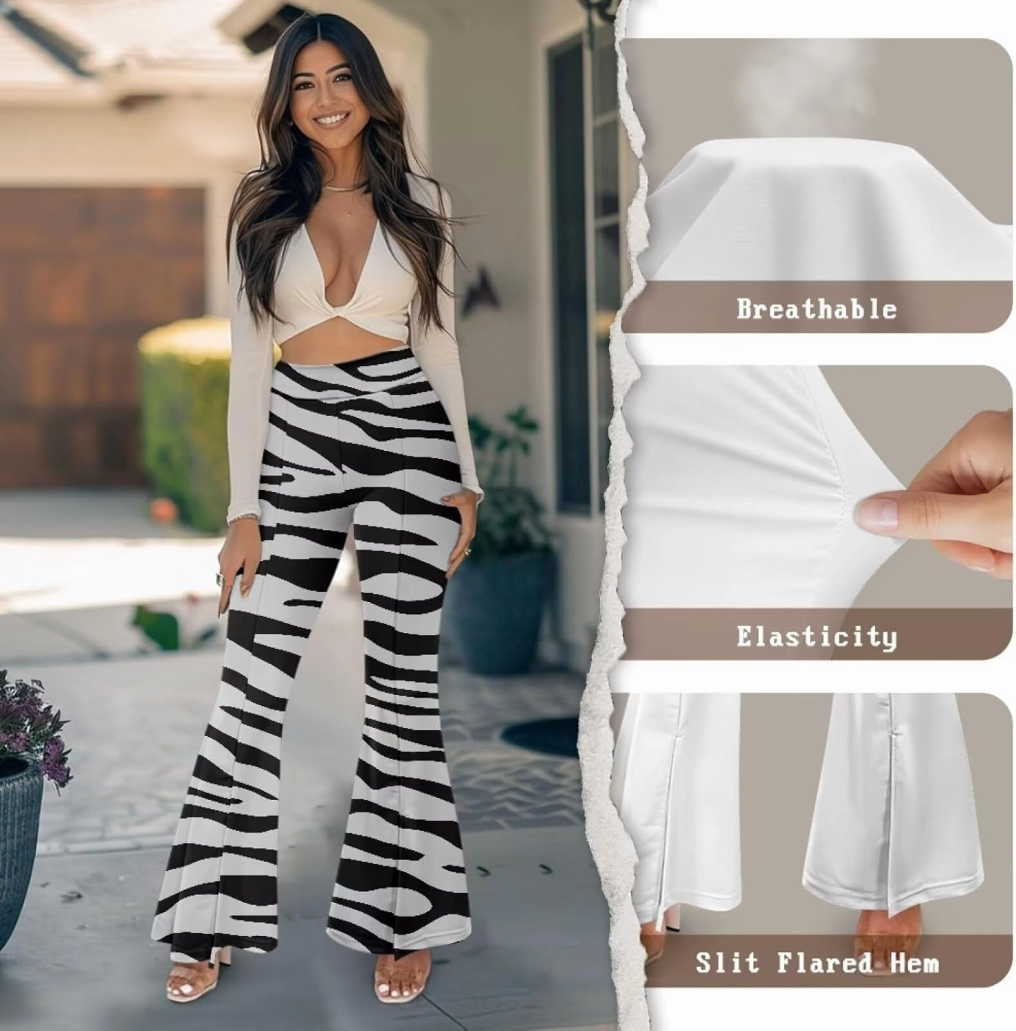 High Waisted Yoga Leggings for Women Flare Buttery Soft Tummy Control Pants Slit Sport Workout Sweatpants