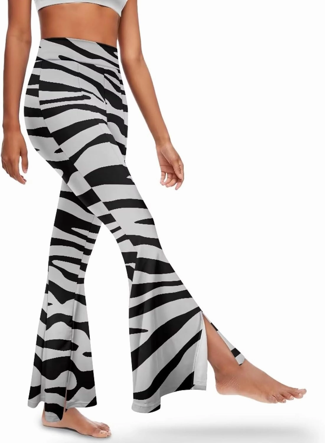 High Waisted Yoga Leggings for Women Flare Buttery Soft Tummy Control Pants Slit Sport Workout Sweatpants