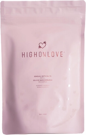 HIGHONLOVE Bath Salts Refill - Pink Himalayan & Epsom Salt Blend with Soothing Vitamin E & Premium Hemp Seed Oil - Real Dried Rose, Lavender and Rosemary Inclusions (Rosemary Lavender)