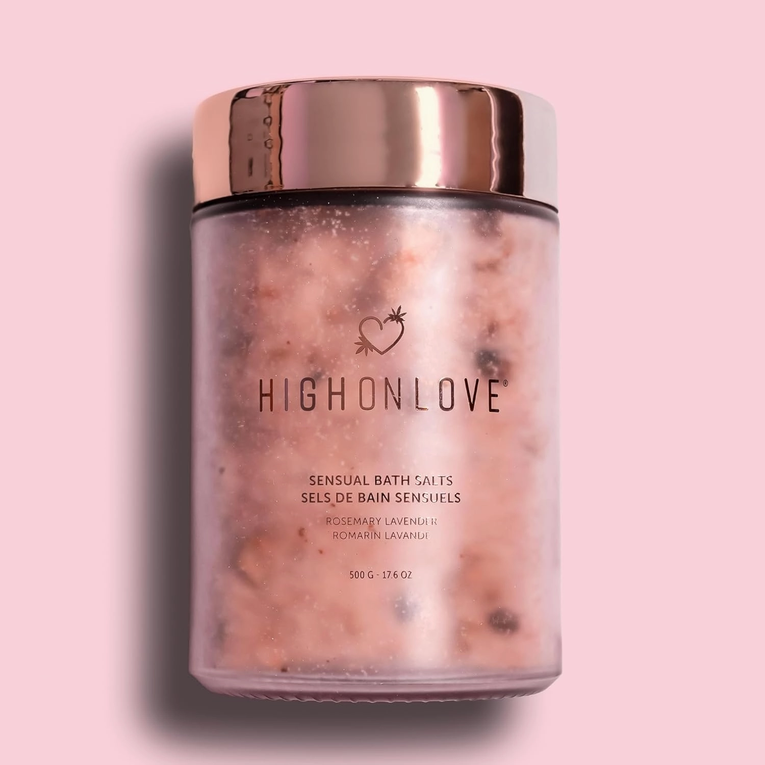 HIGHONLOVE Bath Salts, Spa Bath Crystals, Aromatherapy Bath Salts, Relaxing Bath Gifts for Women, Pink & Epsom Salt Blend (Rosemary Lavender)