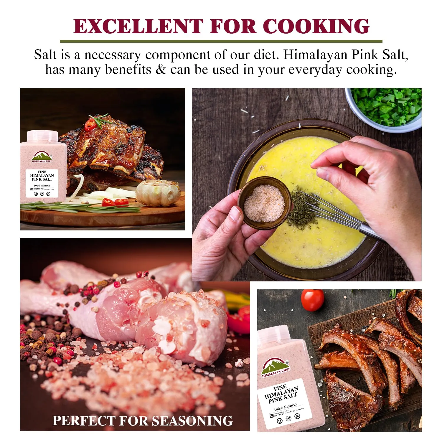 Himalayan Chef Pink Salt Fine Grain, Plastic Jar - 5lbs GMO & Gluten-Free
