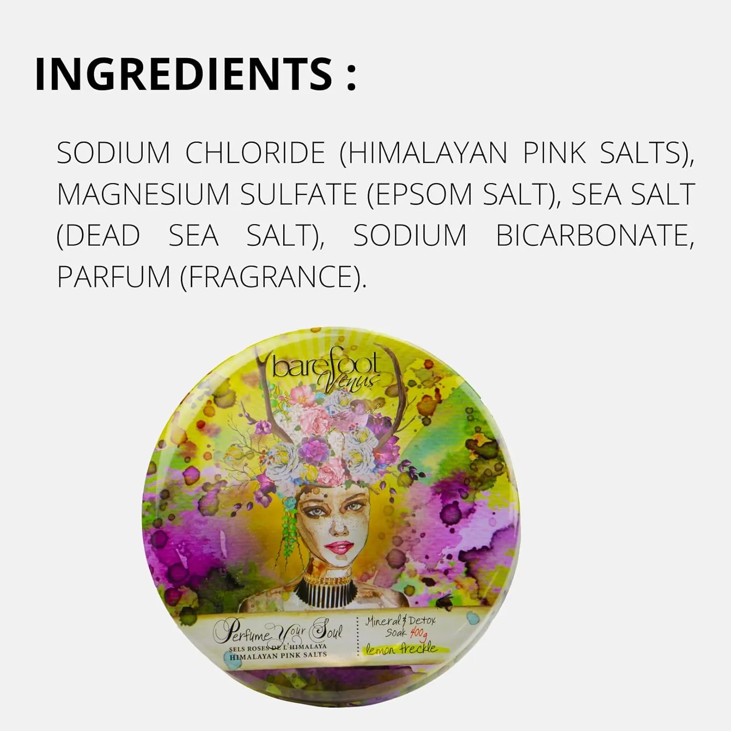 Himalayan Pink Salts Mineral & Detox Bath Soak (Lemon Freckle, 400 Grams)