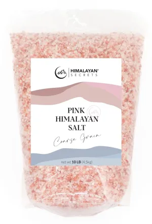 Himalayan Secrets Pink Rock Salt - 10LB - Coarse, Fine, Powder Grain Bulk Size - 100% Natural & Unrefined (Coarse (2-3mm))
