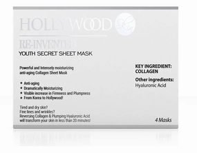 hollywoodskin 2023 AWARD- WINNING Korean Sheet Mask. 5X MORE EFFECTIVE. With Hyaluronic Acid & Collagen. Anti-age skincare face masks. Reduces fine lines & wrinkles. Pack of 4.